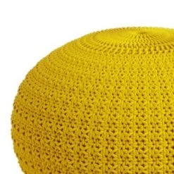 Holloway Round Knitted PET Polyester Pouf Yellow - WyndenHall -Ottomans Official Shop unnamed file 5774