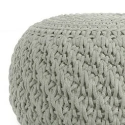 Cora Round Knitted PET Polyester Pouf Light Gray - WyndenHall -Ottomans Official Shop unnamed file 5790