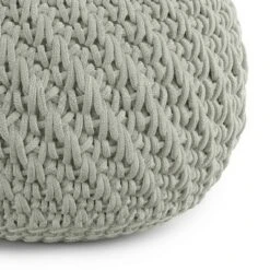 Cora Round Knitted PET Polyester Pouf Light Gray - WyndenHall -Ottomans Official Shop unnamed file 5792