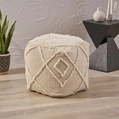Merton Boho Pouf Ivory - Christopher Knight Home 3 Merton Boho Pouf Ivory - Christopher Knight Home