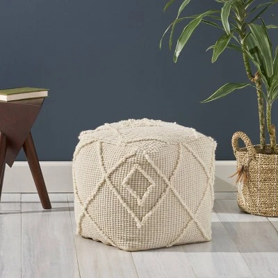 Merton Boho Pouf Ivory - Christopher Knight Home 4 Merton Boho Pouf Ivory - Christopher Knight Home - Image 2
