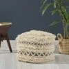 Billie Boho Ottoman Pouf Ivory/Gray - Christopher Knight Home