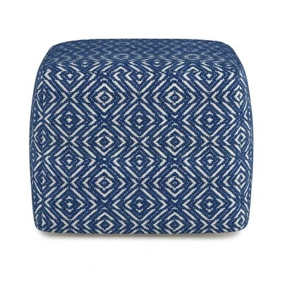 Wentworth Square Pouf - WyndenHall Patterned Teal/natural 5 Wentworth Square Pouf - WyndenHall Patterned Teal/natural - Image 3