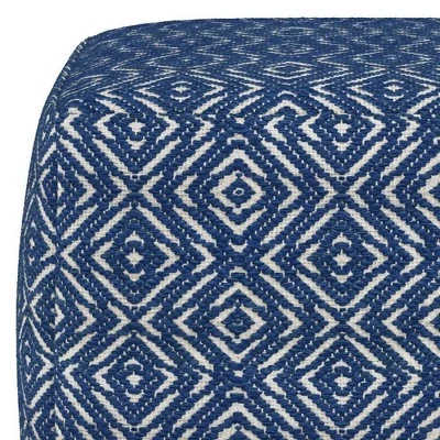 Wentworth Square Pouf - WyndenHall Patterned Teal/natural 6 Wentworth Square Pouf - WyndenHall Patterned Teal/natural - Image 4