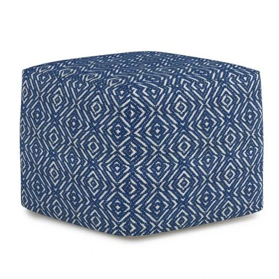 Wentworth Square Pouf - WyndenHall Patterned Teal/natural 9 Wentworth Square Pouf - WyndenHall Patterned Teal/natural - Image 7