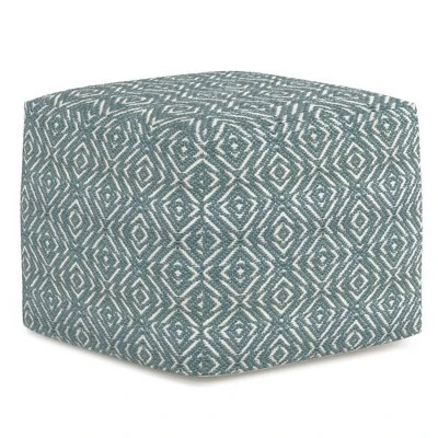 Wentworth Square Pouf - WyndenHall Patterned Teal/natural 10 Wentworth Square Pouf - WyndenHall Patterned Teal/natural - Image 8
