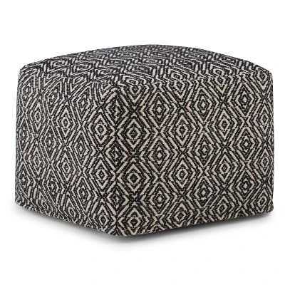 Wentworth Square Pouf - WyndenHall Patterned Teal/natural 11 Wentworth Square Pouf - WyndenHall Patterned Teal/natural - Image 9