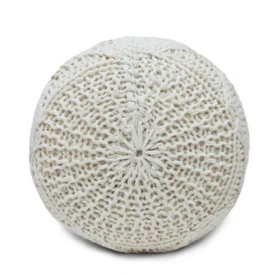 Morven Handmade Boho Fabric Pouf Cream - Christopher Knight Home 5 Morven Handmade Boho Fabric Pouf Cream - Christopher Knight Home - Image 3