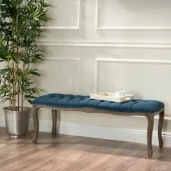 Tassia Tufted Bench - Christopher Knight Home Dark Blue