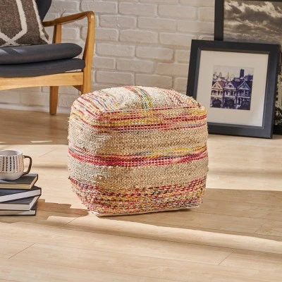 Caiman Boho Pouf Tan - Christopher Knight Home 3 Caiman Boho Pouf Tan - Christopher Knight Home