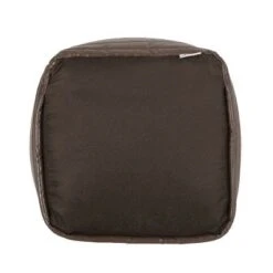 Baddow Contemporary Faux Leather Channel Stitch Cube Pouf - Christopher Knight Home Gray