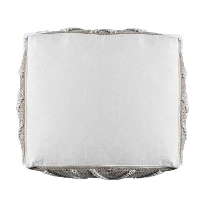 Brinket Large Contemporary Handcrafted Faux Yarn Square Pouf Ivory/Taupe - Christopher Knight Home 4 Brinket Large Contemporary Handcrafted Faux Yarn Square Pouf Ivory/Taupe - Christopher Knight Home - Image 2