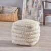 Brady Boho Wool Pouf Beige - Christopher Knight Home