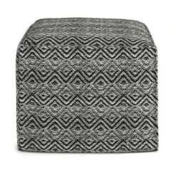 Flora Square Woven PET Polyester Pouf Gray/Black - WyndenHall -Ottomans Official Shop unnamed file 5966