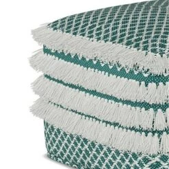 Ari Square Woven PET Polyester Pouf Turquoise/White - WyndenHall -Ottomans Official Shop unnamed file 5970
