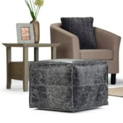 Templeton Square Pouf Black - WyndenHall
