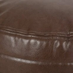 Baddow Contemporary Faux Leather Channel Stitch Cylinder Pouf - Christopher Knight Home Caramel -Ottomans Official Shop unnamed file 5989