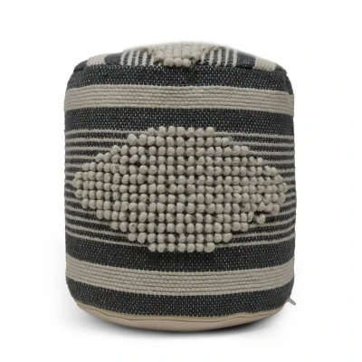 Lucknow Boho Handcrafted Fabric Cylinder Pouf - Christopher Knight Home White/denim Blue 11 Lucknow Boho Handcrafted Fabric Cylinder Pouf - Christopher Knight Home White/denim Blue - Image 9