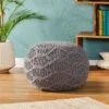 Mccardell Handcrafted Boho Fabric Pouf Charcoal - Christopher Knight Home