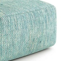 Terri Square Pouf Patterned Aqua Melange - WyndenHall -Ottomans Official Shop unnamed file 6020