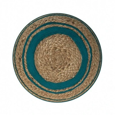 Winslet Round Braided Pouf Deep Aqua - WyndenHall 5 Winslet Round Braided Pouf Deep Aqua - WyndenHall - Image 3