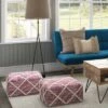 Woodley Square Pouf Magenta/Natural - WyndenHall