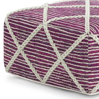 Woodley Square Pouf Magenta/Natural - WyndenHall 5 Woodley Square Pouf Magenta/Natural - WyndenHall - Image 3