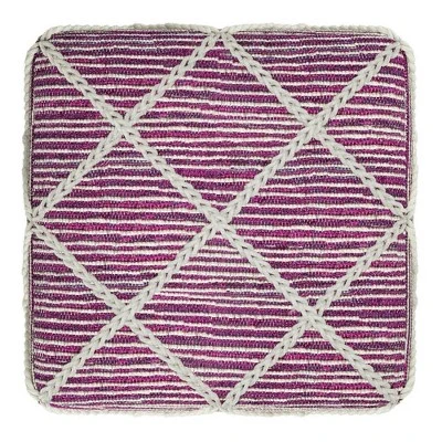 Woodley Square Pouf Magenta/Natural - WyndenHall 6 Woodley Square Pouf Magenta/Natural - WyndenHall - Image 4
