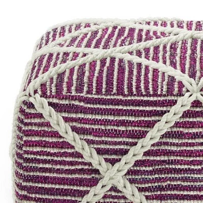 Woodley Square Pouf Magenta/Natural - WyndenHall 7 Woodley Square Pouf Magenta/Natural - WyndenHall - Image 5