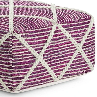 Woodley Square Pouf Magenta/Natural - WyndenHall 8 Woodley Square Pouf Magenta/Natural - WyndenHall - Image 6