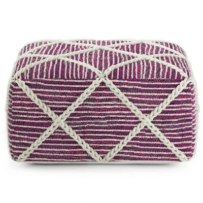 Woodley Square Pouf Magenta/Natural - WyndenHall 10 Woodley Square Pouf Magenta/Natural - WyndenHall - Image 8