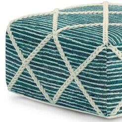 Woodley Square Pouf Teal/ Natural - WyndenHall -Ottomans Official Shop unnamed file 6053