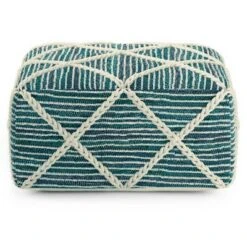 Woodley Square Pouf Teal/ Natural - WyndenHall -Ottomans Official Shop unnamed file 6056