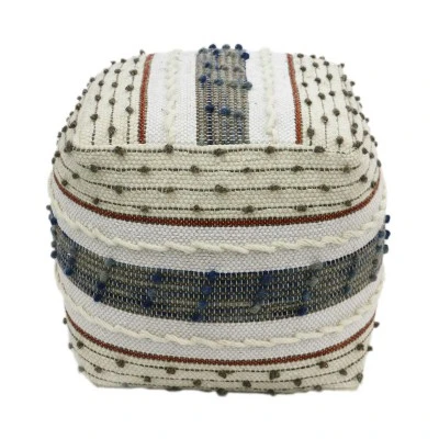 Helton Handcrafted Boho Fabric Pouf Blue/White/Red - Christopher Knight Home 3 Helton Handcrafted Boho Fabric Pouf Blue/White/Red - Christopher Knight Home