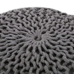 Barwick Modern Knitted Cotton Round Pouf Dark Gray - Christopher Knight Home -Ottomans Official Shop unnamed file 6074