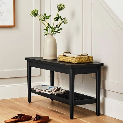 Hearth & Hand W/Magnolia Furniture Wood & Cane Accent Bench - Hearth & Hand™ with Magnolia Brown 3 Hearth & Hand W/Magnolia Furniture Wood & Cane Accent Bench - Hearth & Hand™ with Magnolia Brown