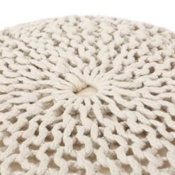 Barwick Modern Knitted Round Pouf Ivory - Christopher Knight Home -Ottomans Official Shop unnamed file 6092