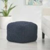 Pim Modern Knitted Cotton Cube Pouf Dark Blue - Christopher Knight Home