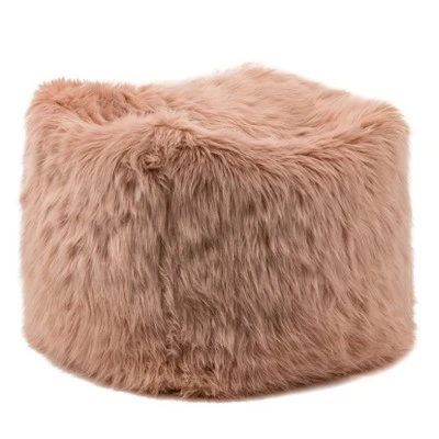 18" Faux Fur Square Pouf Ottoman Pink - WOVENBYRD 3 18" Faux Fur Square Pouf Ottoman Pink - WOVENBYRD