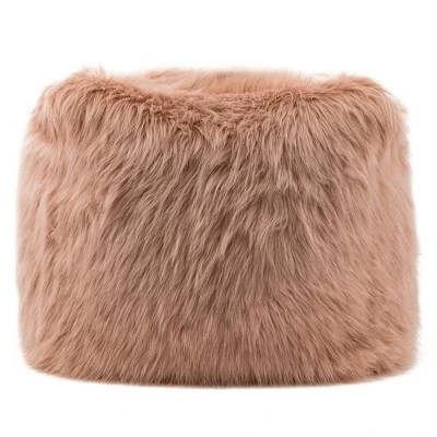 18" Faux Fur Square Pouf Ottoman Pink - WOVENBYRD 4 18" Faux Fur Square Pouf Ottoman Pink - WOVENBYRD - Image 2