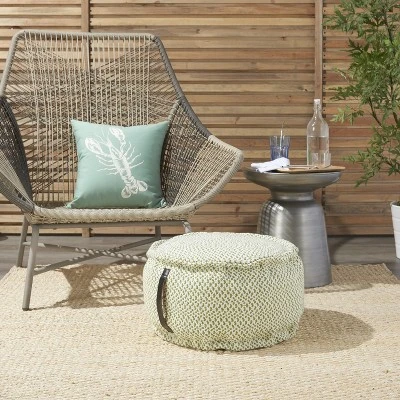 Mina Victory Outdoor Pillows AS220 Indoor/outdoor Pouf 4 Mina Victory Outdoor Pillows AS220 Indoor/outdoor Pouf - Image 2