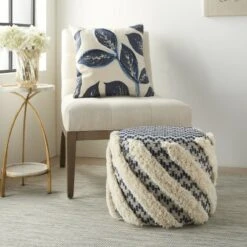 Mina Victory Life Styles Trendy Woven Indoor Pouf