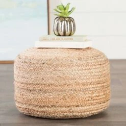 Jaipur Living Soft Taupe/Tan Saba Pouf - Jaipur
