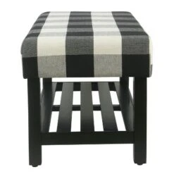 Decorative Bench with Wooden Black Plaid - HomePop -Ottomans Official Shop unnamed file 619