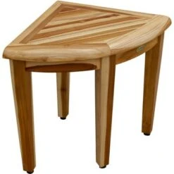 16" SnazzyCorner ED971 Wide Teak Shower Bench/Stool - EcoDecors