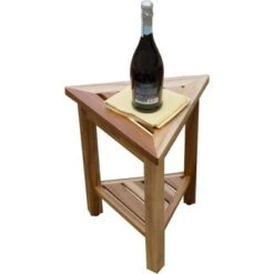 17" FlexiCorner Wide Teak Shower Shelf with Shelf - EcoDecors -Ottomans Official Shop unnamed file 6231