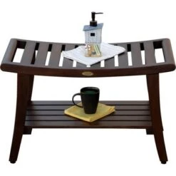 30" Harmony DT121 Wide Teak Wood Shower Bench with Handles - DecoTeak -Ottomans Official Shop unnamed file 6272