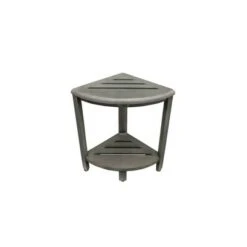 Ottomans Official Shop 13 12" SnazzyCorner GR30 Wide Teak Wood Shower Bench with Shelf - CoastalVogue