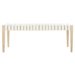Amalia Leather Weave Bench - Safavieh White/natural -Ottomans Official Shop unnamed file 630