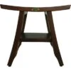 18" Satori DT90 Wide Teak Wood Shower Bench with Shelf - DecoTeak
